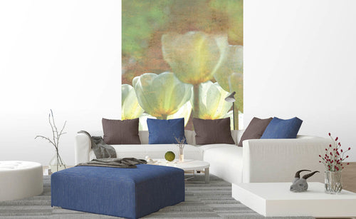 dimex white tulips abstract Fotomural Tejido No Tejido 150x250cm 2 Tiras Ambiente | Yourdecoration.es