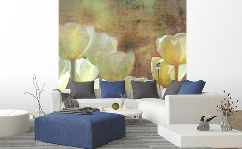 dimex white tulips abstract Fotomural Tejido No Tejido 225x250cm 3 Tiras Ambiente | Yourdecoration.es