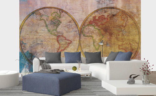 dimex wold map abstract ii Fotomural Tejido No Tejido 375x250cm 5 Tiras Ambiente | Yourdecoration.es