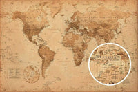 GBeye World Map Antique Style Póster 91,5x61cm | Yourdecoration.es