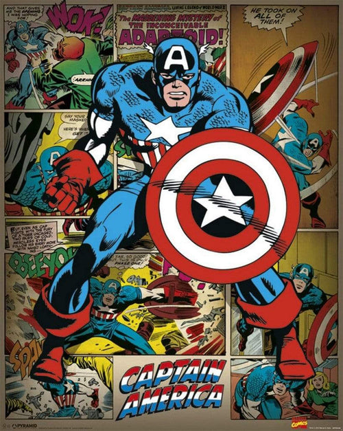 Pyramid Marvel Comics Captain America Retro Póster 40x50cm | Yourdecoration.es