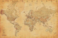 Pyramid World Map Vintage Style Póster 91,5x61cm | Yourdecoration.es