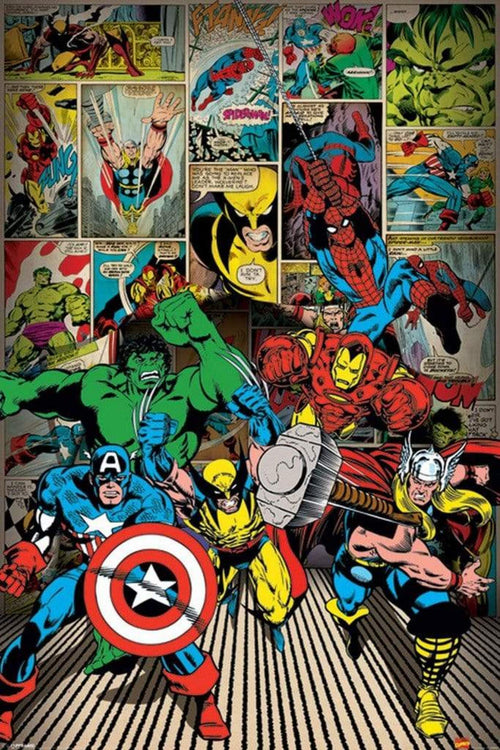 Pyramid Marvel Comics Here Come the Heroes Póster 61x91,5cm | Yourdecoration.es