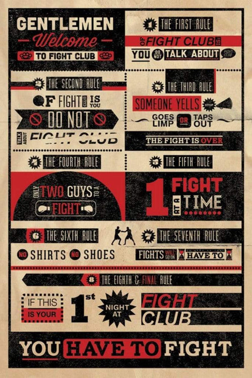 Pyramid Fight Club Infographic Póster 61x91,5cm | Yourdecoration.es