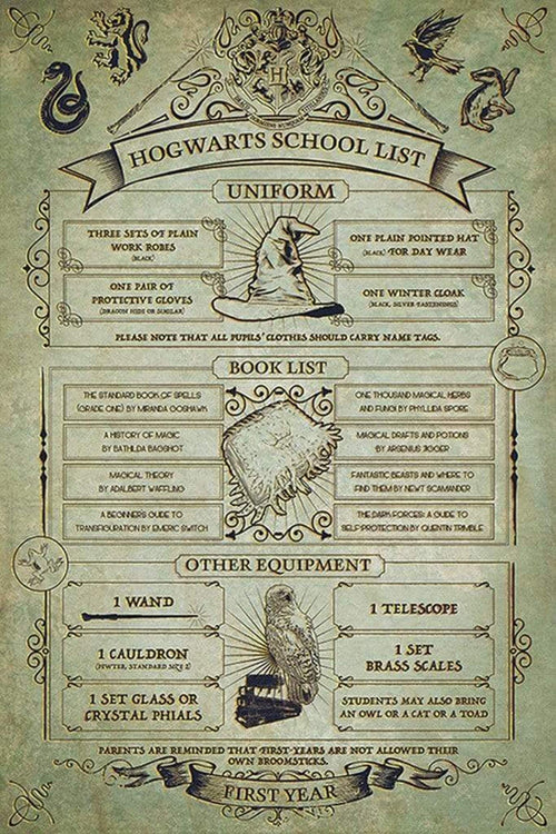 Pyramid Harry Potter Hogwarts School List Póster 61x91,5cm | Yourdecoration.es